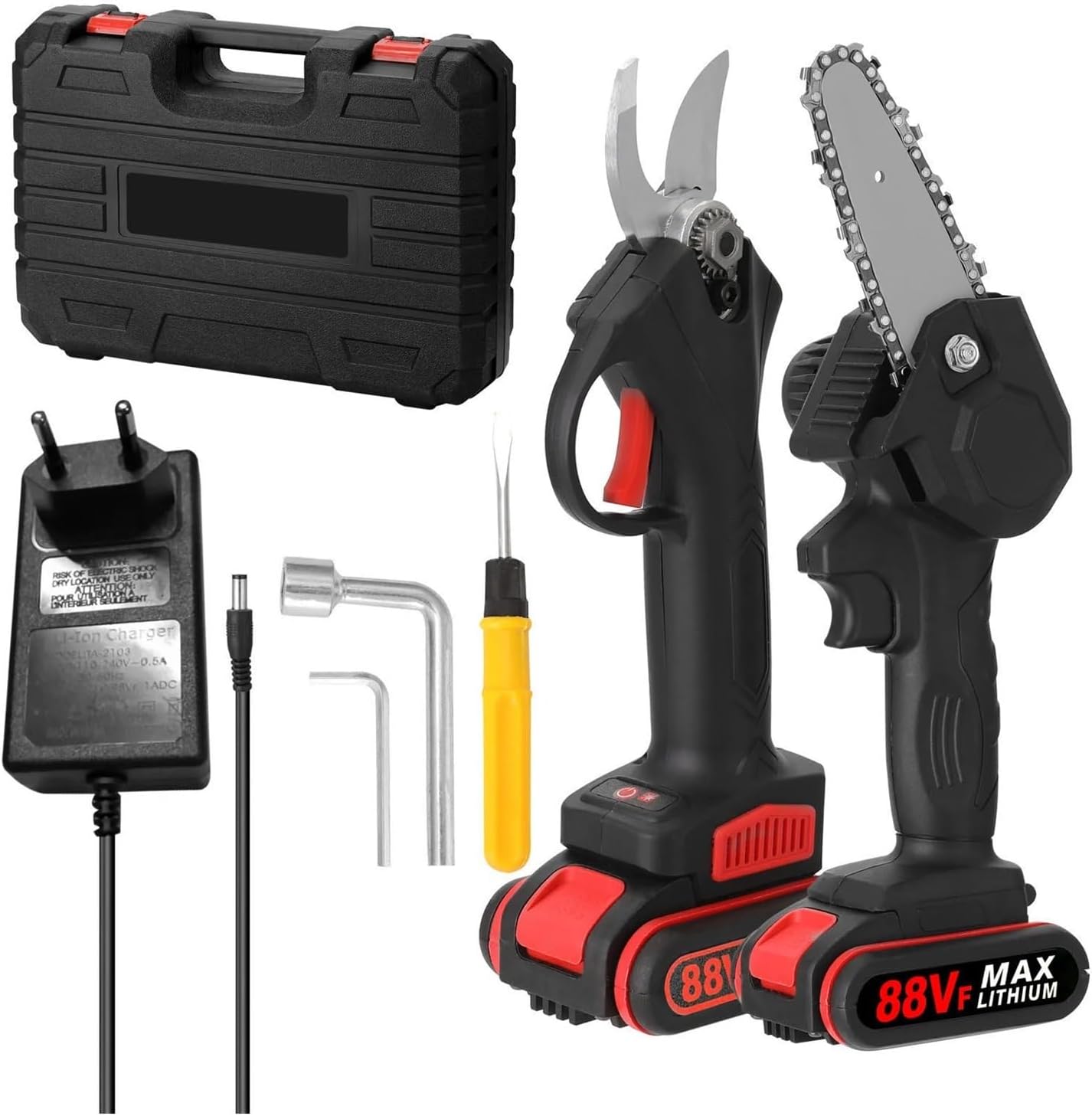 Portable Cordless Electric Pruning Shears Rechargeable Battery Powered Tree Branch Pruner Garden Clippers 25mm Cutting Diameter