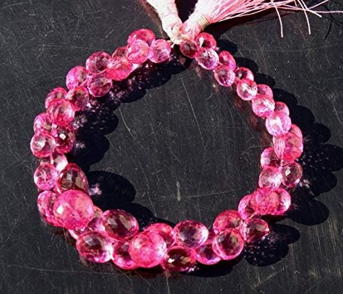 13 inch natural beads strand of 6-11mm faceted onion mystic pink quartz gemstone briolletes beads for DIY jewelry - necklace, bracelet, earring, ring.
