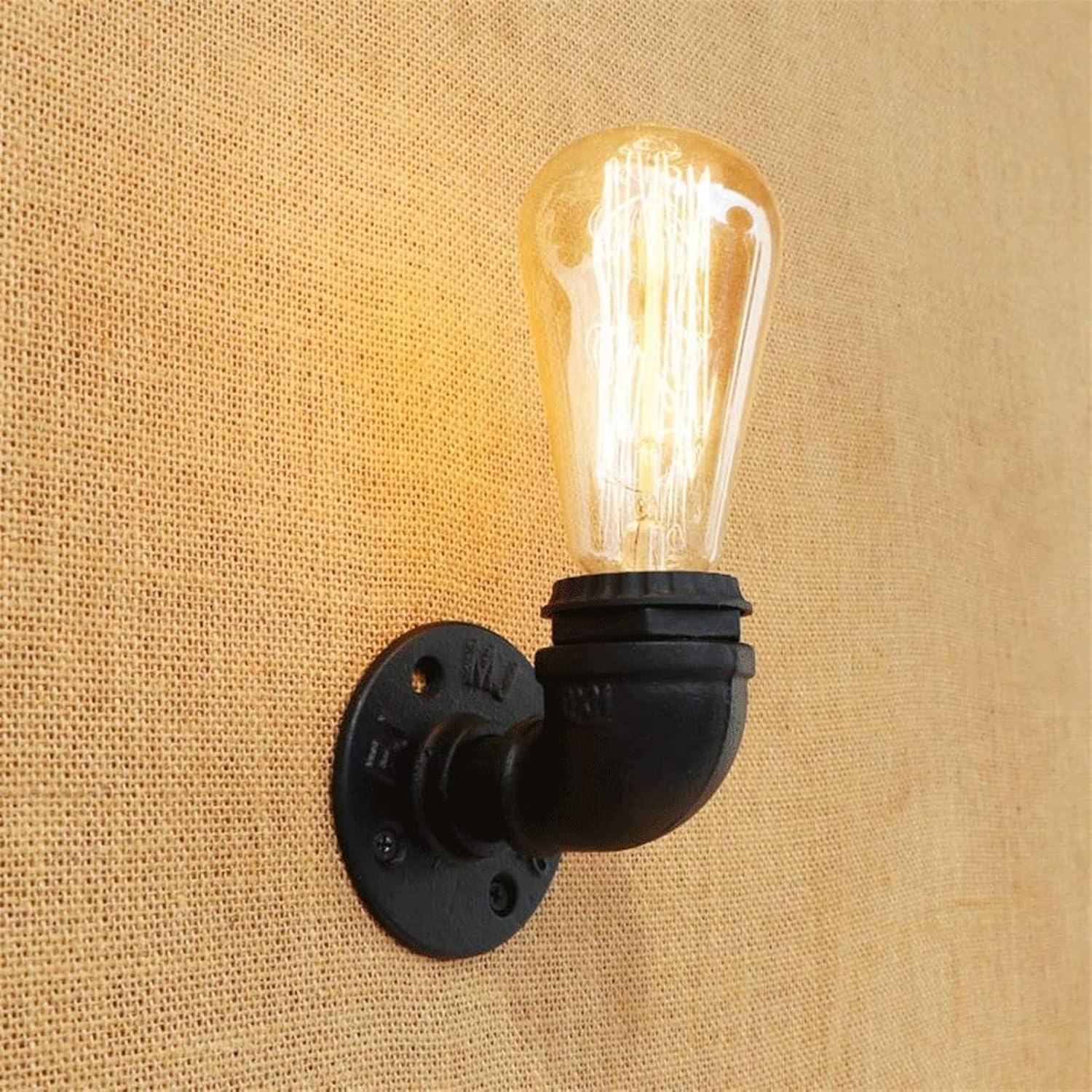 Wall Lighting, European Wall Light MI-NI Industrial Iron Rust Water Pipe Wall Sconce Light Retro Steam Punk Loft Wall Lamp V-intage E27 Living Room Bedroom Bar Cafe Decor Wall Hanging Lighting Fixture