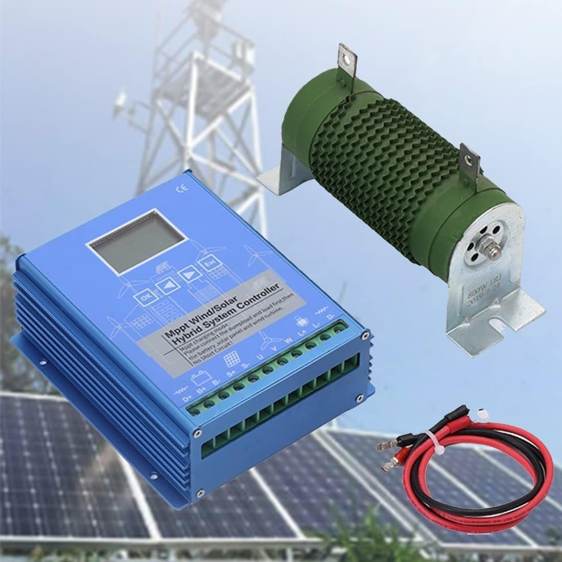 Wind Solar Hybrid MPPT Charge Controller, 12V/24V/48V Auto-Sensing Off-Grid Controller with LCD Display, 12000W Boost Charging for Home, RV Or Boat(24v48v)