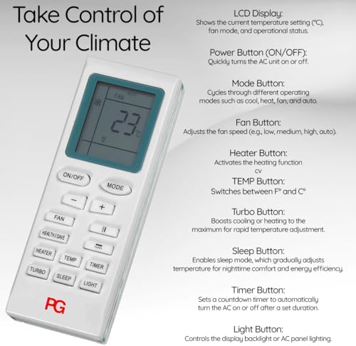 PG Mini Split Air Conditioner Heat Pump System, 18,000 BTU, 17 SEER Energy Efficient, Quiet Operation, Indoor & Outdoor Units, 110V, Wi-Fi Smart Control, R-32 Refrigerant