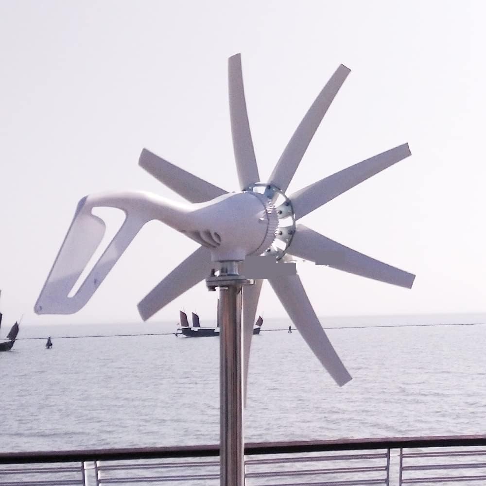 Wind Turbine, 1000W 8 Blades Free Energy Windmill 12V 24V Small Wind Turbine Generator for Home Farm Street Lamps Use Wind System(MPPT Controller,12V)