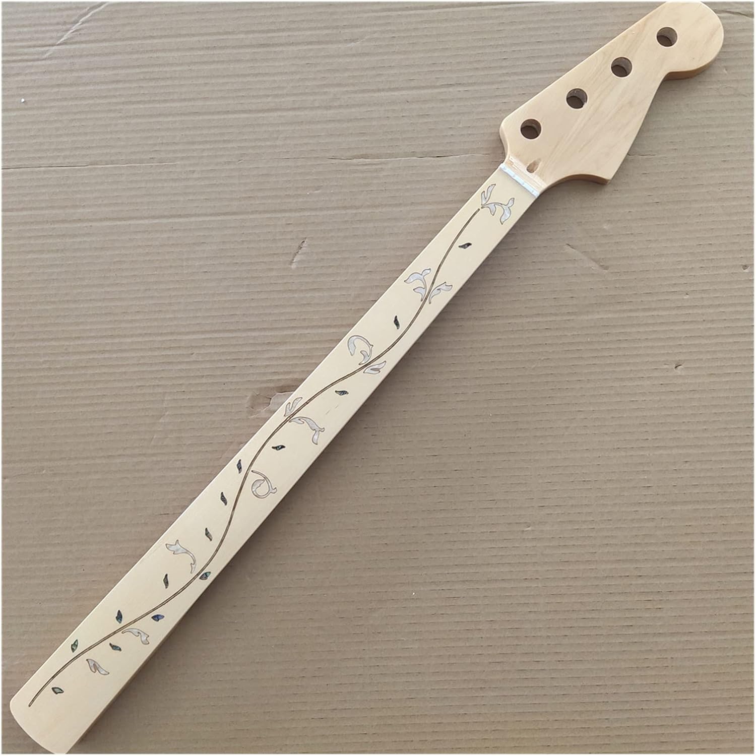 Fretless Maple 20 Frets for PB Bass Guitar Neck Part 4 String Maple Fingerboard Vine Inlay Electric Guitar Neck