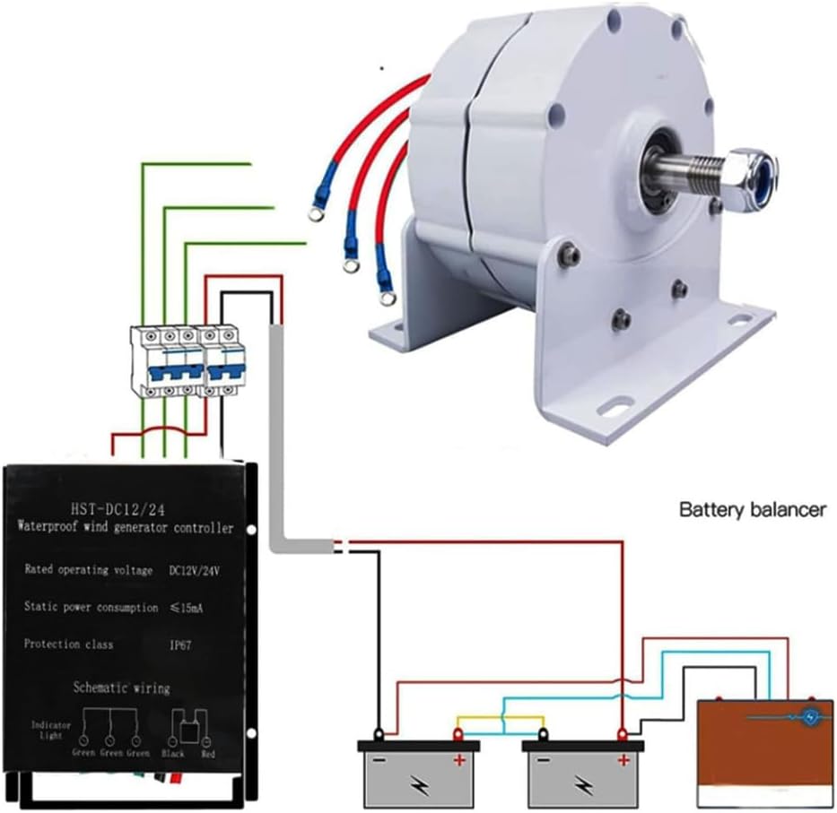 24V,HYZHANHONG Gearless Permanent Magnet Generator, 6000W 12V-220V Low Speed AC Alternator Generators Use for Wind Turbine Water Turbine (With Base+ Controller)