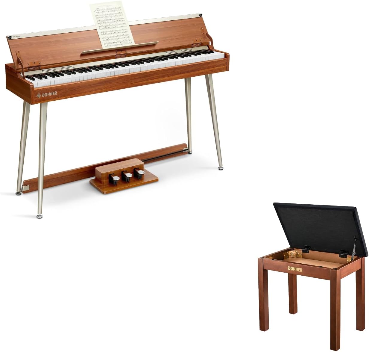 Donner DDP-80 PLUS Digital Piano+Donner Piano Bench with Storage
