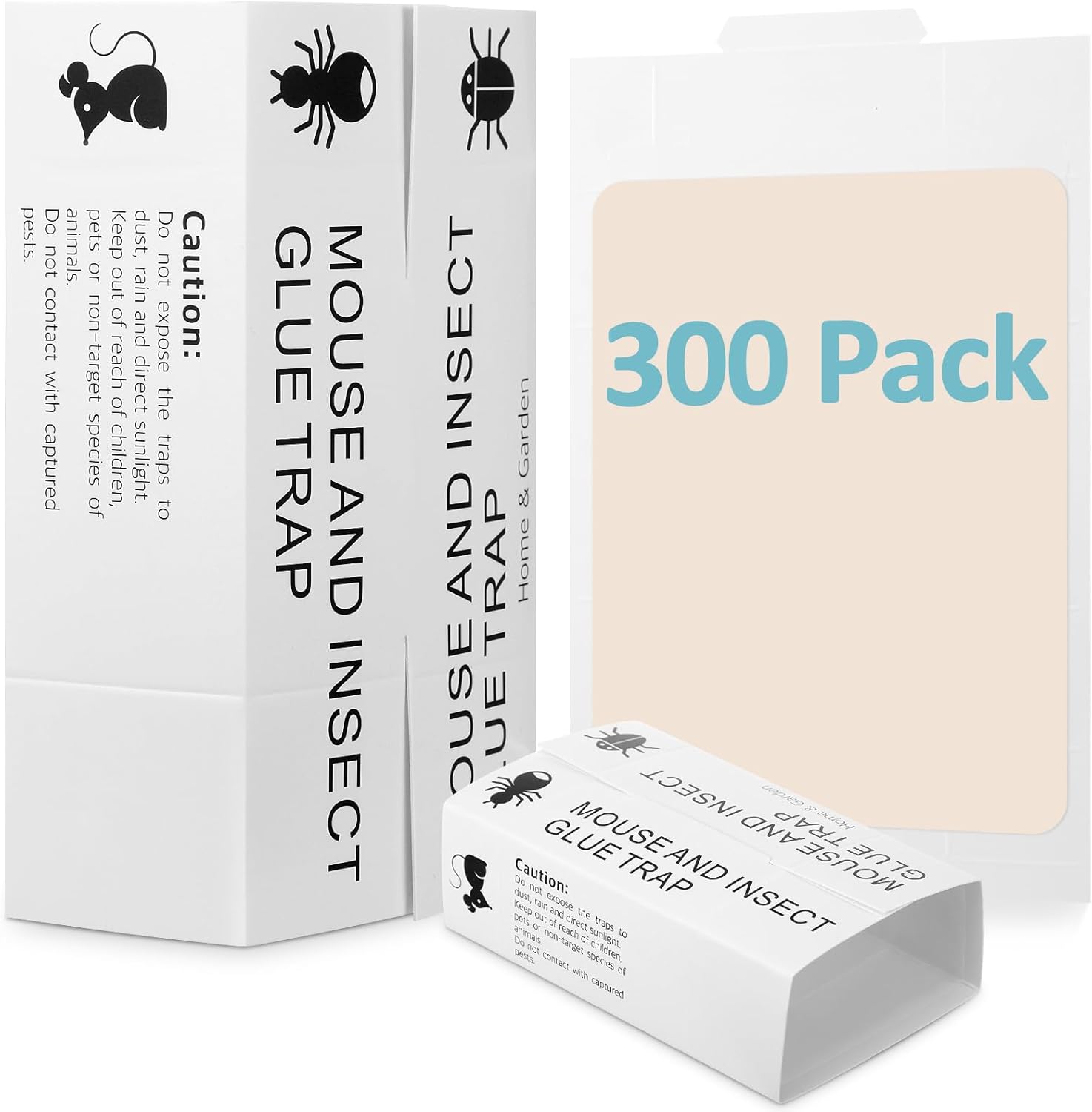 Qualirey Mouse and Insect Glue Boards Pest Glue Traps Bulk Large Mouse Rat Trap Sticky Adhesive for Mice Spider Moth Cockroaches Cricket House Indoor Outdoor Non Toxic(300 Pcs,9.72 x 5.12 Inch)