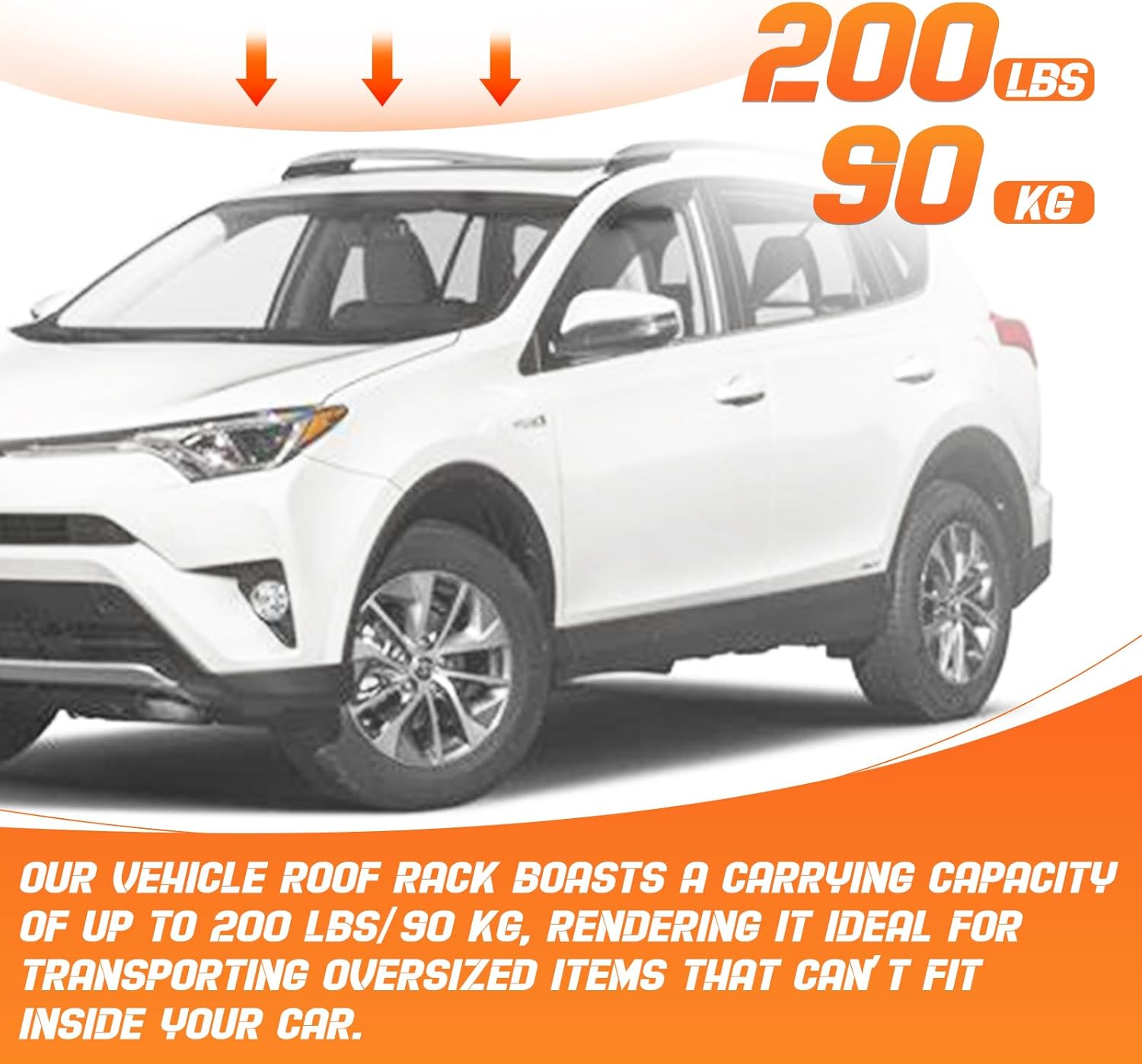 Roof Rack Cross Bars Luggage Carrier Fit for Toyota Rav4 2013-2018, Capable of Supporting Up to 200 lbs/90 kg, Ideal for Roof Bags, Roof Boxes, Bike Racks, and Various Other Accessories.