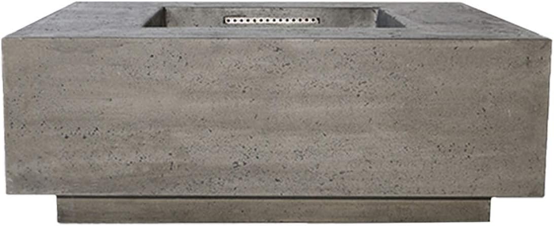 Prism Hardscapes Tavola 3 Concrete Gas Fire Pit (PH-407-4LP), Propane, Pewter, 48x48-Inch