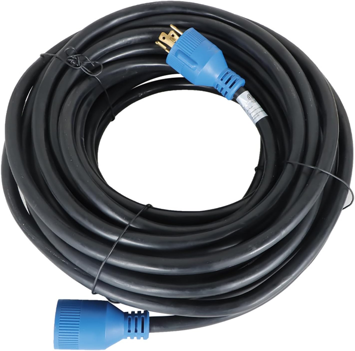 labwork 75FT 30Amp Generator Extension Cable Blue Connector Black Wire Power Input Box L14-30P to L14-30R