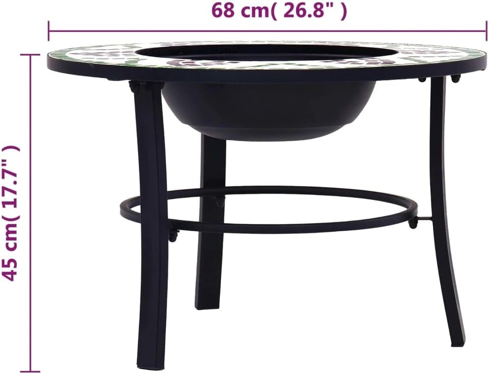 SKM Mosaic Fire Pit Green 68cm Ceramic (Weight-25KG)