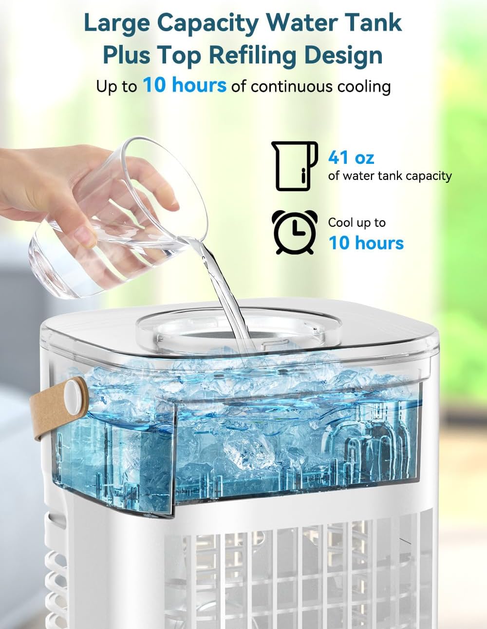 BALKO Mini Air Conditioner, 3 IN 1 Portable Desk Fan w/5400mAh Battery, 3 Speeds, Remote Control, Night Light, USB Powered Evaporative Air Cooler, Personal Air Conditioner for Room Bedroom Office