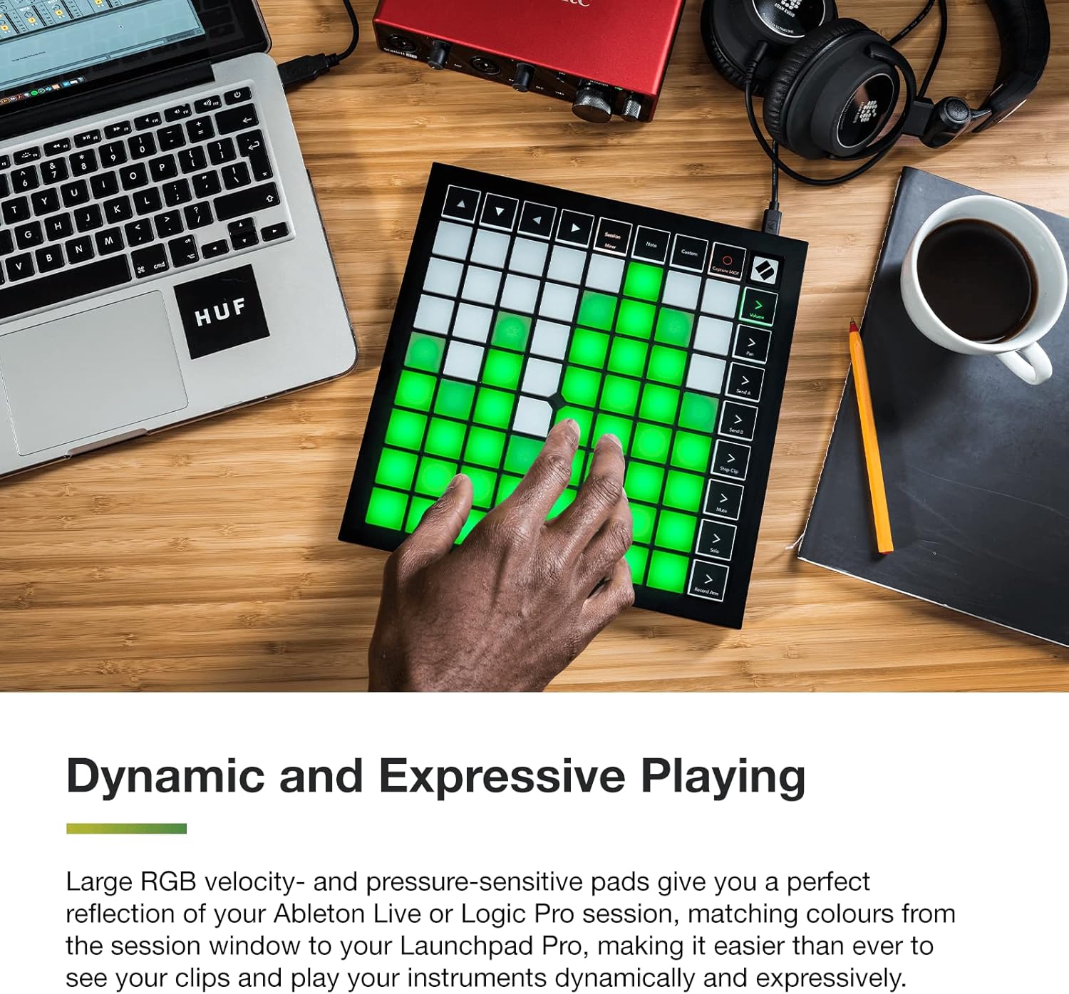Novation Launchpad X MIDI Grid Controller for Ableton Live/Logic Pro — Easy Controls, Dynamic Note Playing, Scale Modes