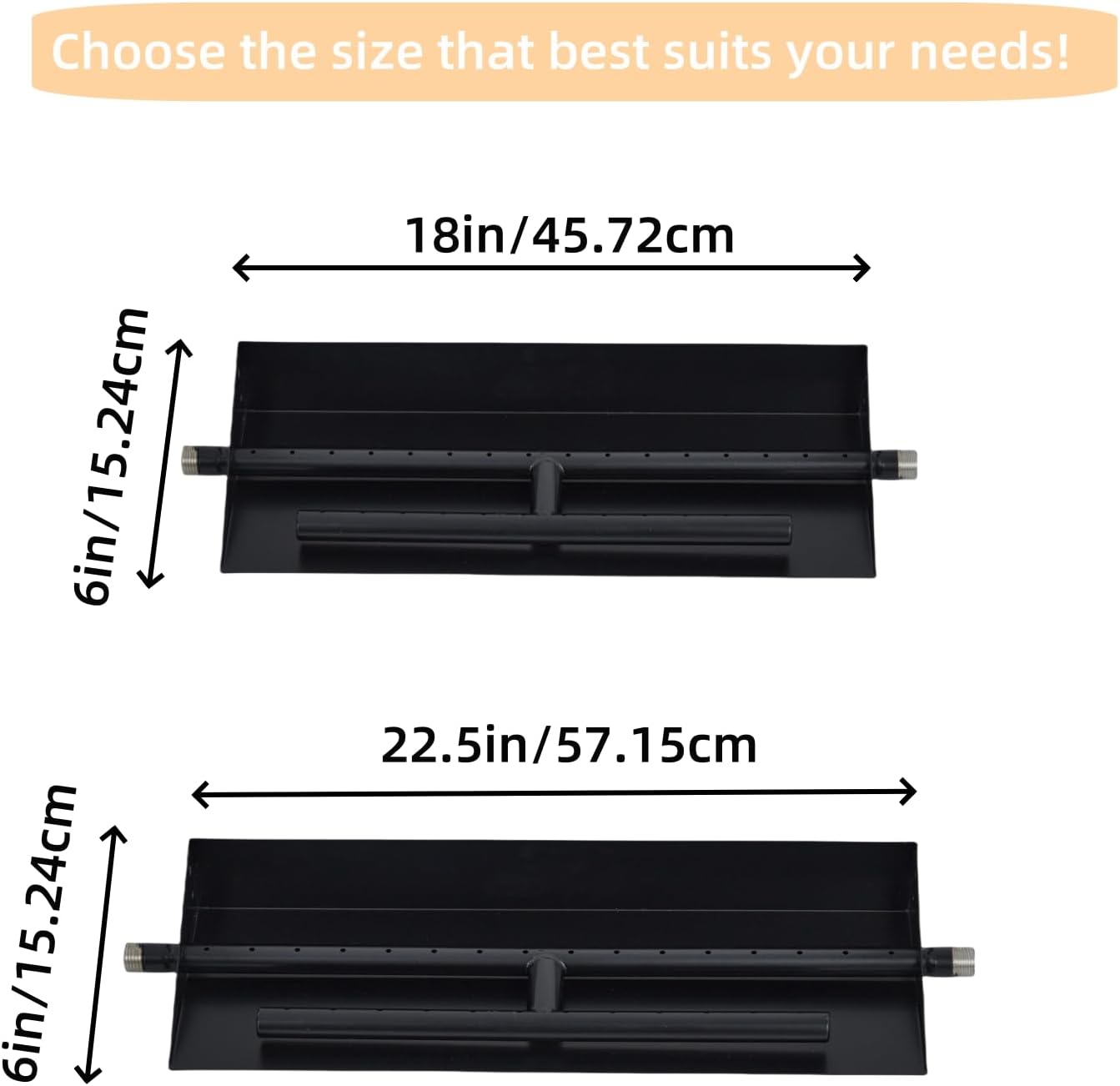 18 Inch Square Gas Fireplace Burner Pan, Outdoor Firepit Kit for Natural Gas and Propane, Fit for Backyard Patio, Gas Fire Pit Insert, Propane Fire Pit Kit