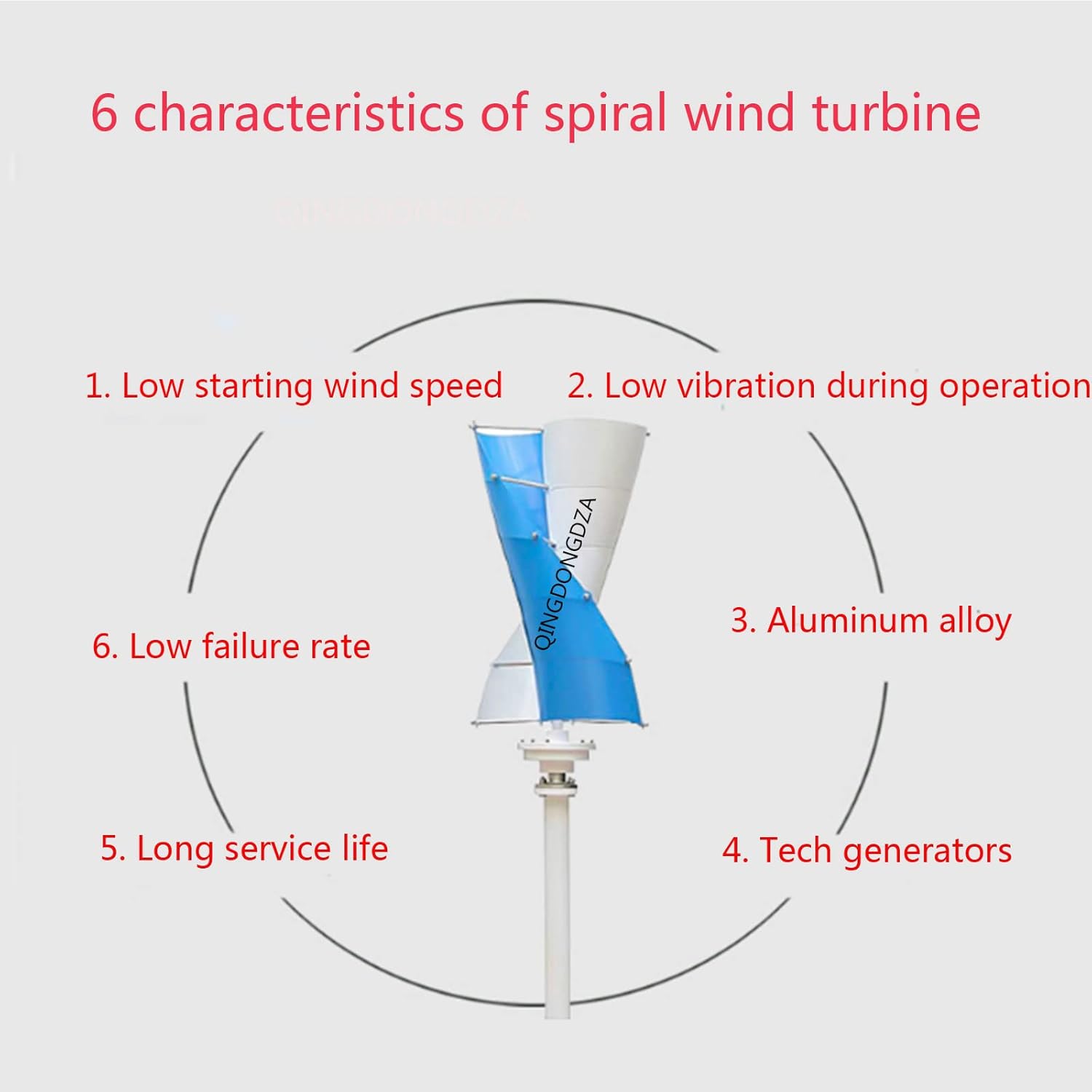 Vertical Wind Turbine, 3000W 220V/12V/24V/48V AC Wind Turbine Kit Wind Power Generator with MPPT Controller 10 Blades for Terrace Marine (Blue)
