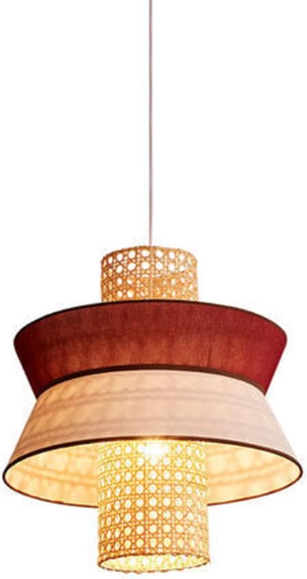 Retro Bamboo Chandelier, Natural Fabric Pendant Light, E27 Single Head Pendant Lamp, Ceiling Lamp, Restaurant and Bar Decoration Lighting Fixtures