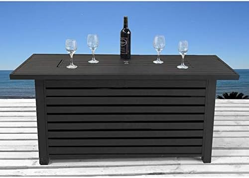Unknown1 Rectangle Steel Propane Fire Pit Table Black Multi Color Stainless 1 Count (Pack of 1)