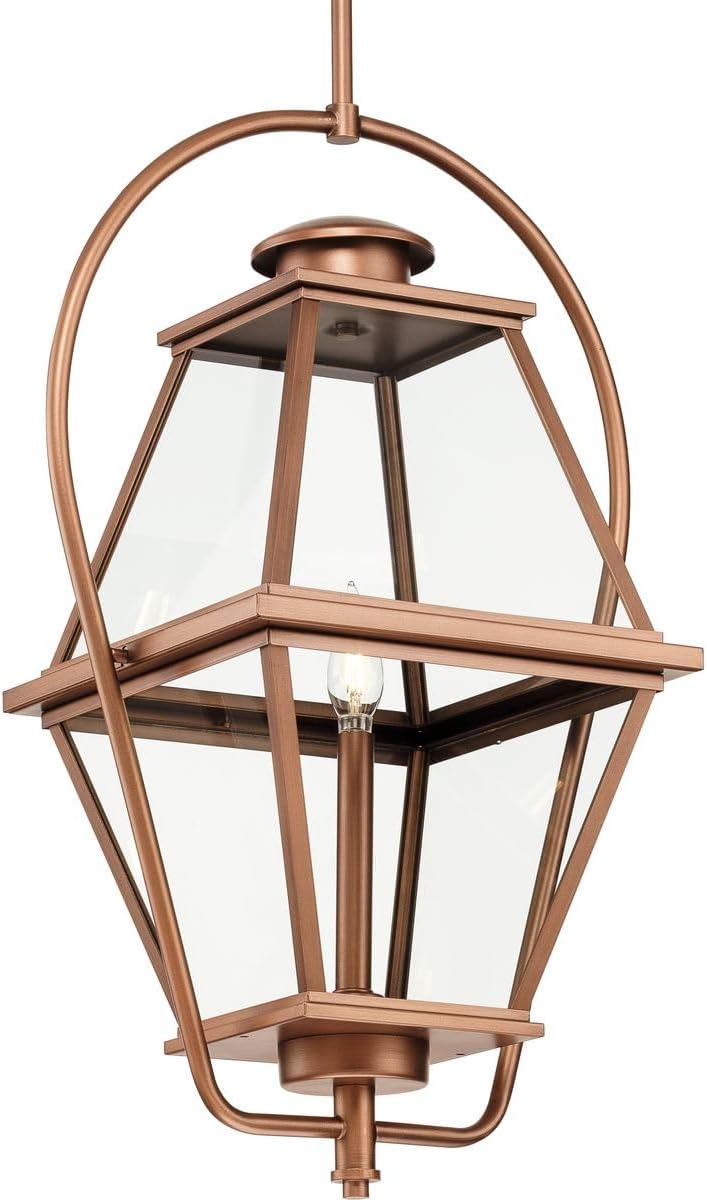 Bradshaw Collection One-Light Antique Copper Clear Glass Transitional Outdoor Hanging Lantern (P550138-169)
