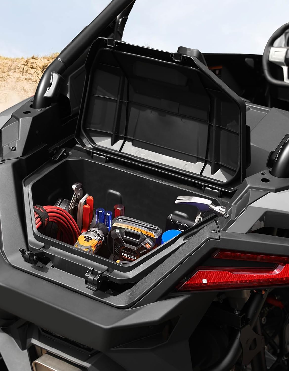 A & UTV PRO 36 QT Rear Storage Box Compatible with 2022-2026 Polaris RZR PRO R/Pro R 4, Waterproof Dust Resistant Cargo Box Bin Bed Tool Box Accessories, Replace OEM # 2884236