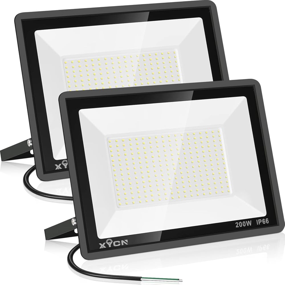 200W LED Flood Light 2 Pack, 22500lm Super Bright Security Lights, IP66 Waterproof Outdoor Flood Light, 5000K Daylight White Floodlight for Yard, Garden,Basketball Court, Arena