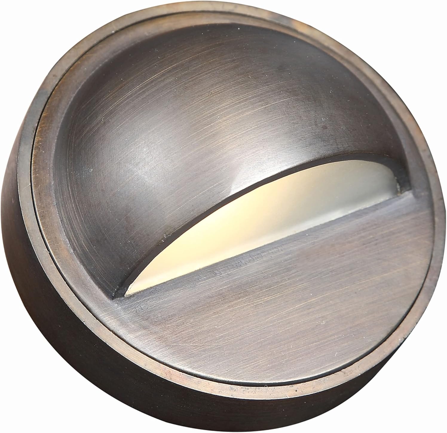 Light to Form® | Luxury Brass Luna II | Low-Voltage Deck & Step Light 3W | 12V AC | 2700K Bulb | Frosted Lens | Antique Brass Finish | Outdoor Landscape Sconce | Weather Resistant | Energy Efficient