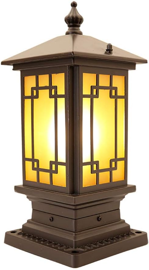 Chinese Style Outdoor Waterproof IP65 Courtyard Lighting Fixtures Terrace Lights Gate Pillar Lights Creativity Fences Home Landscape Garden Outdoor Villa Pillar Lights Mains Wiring Type