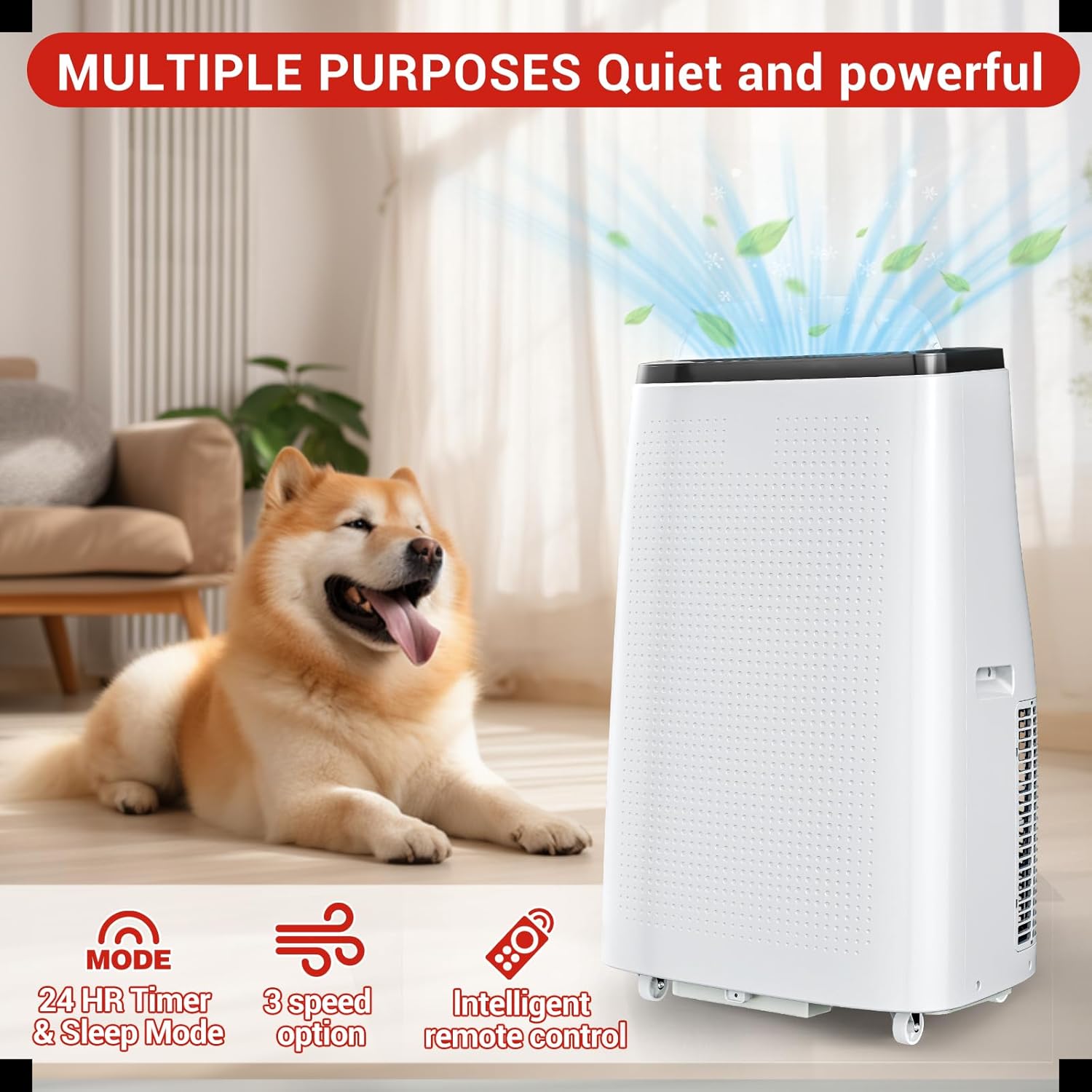 Portable Air Conditioners, 14,000 BTU for Rooms Up to 750 Sq.Ft, 4-In-1 AC With Dehumidify Mode, Remote Control, Low Noise, Dark Grey