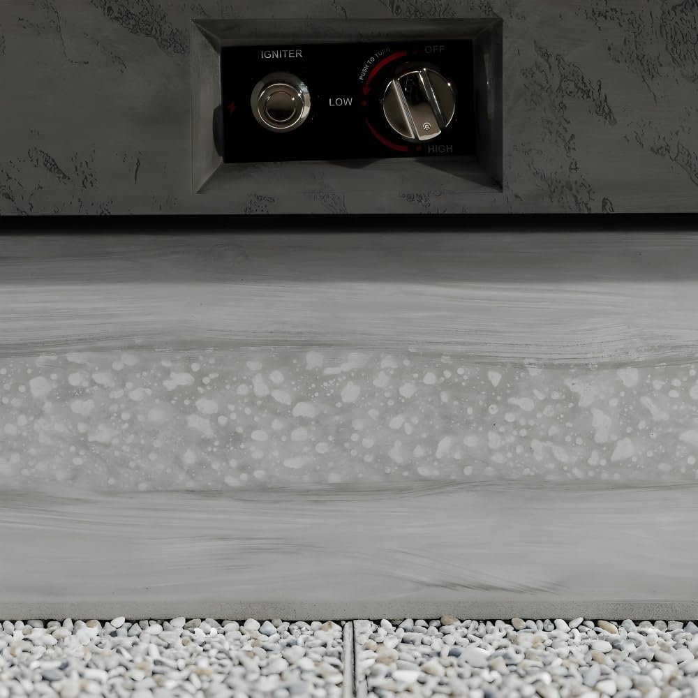 Outdoor Fire Pit Table with 50000 BTU Propane Burner, Rectangular Gas Firepit for Patio Deck Garden, Adjustable Height Design