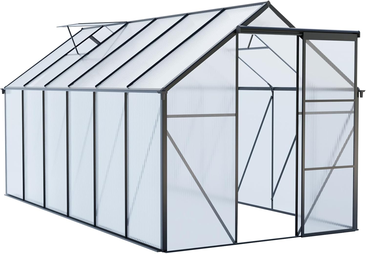 6x12 FT Heavy-Duty Polycarbonate Greenhouse with Raised Aluminum Base, All-Season Outdoor Walk-in Garden Greenhouse for Backyard Planting & Gardening (Black)