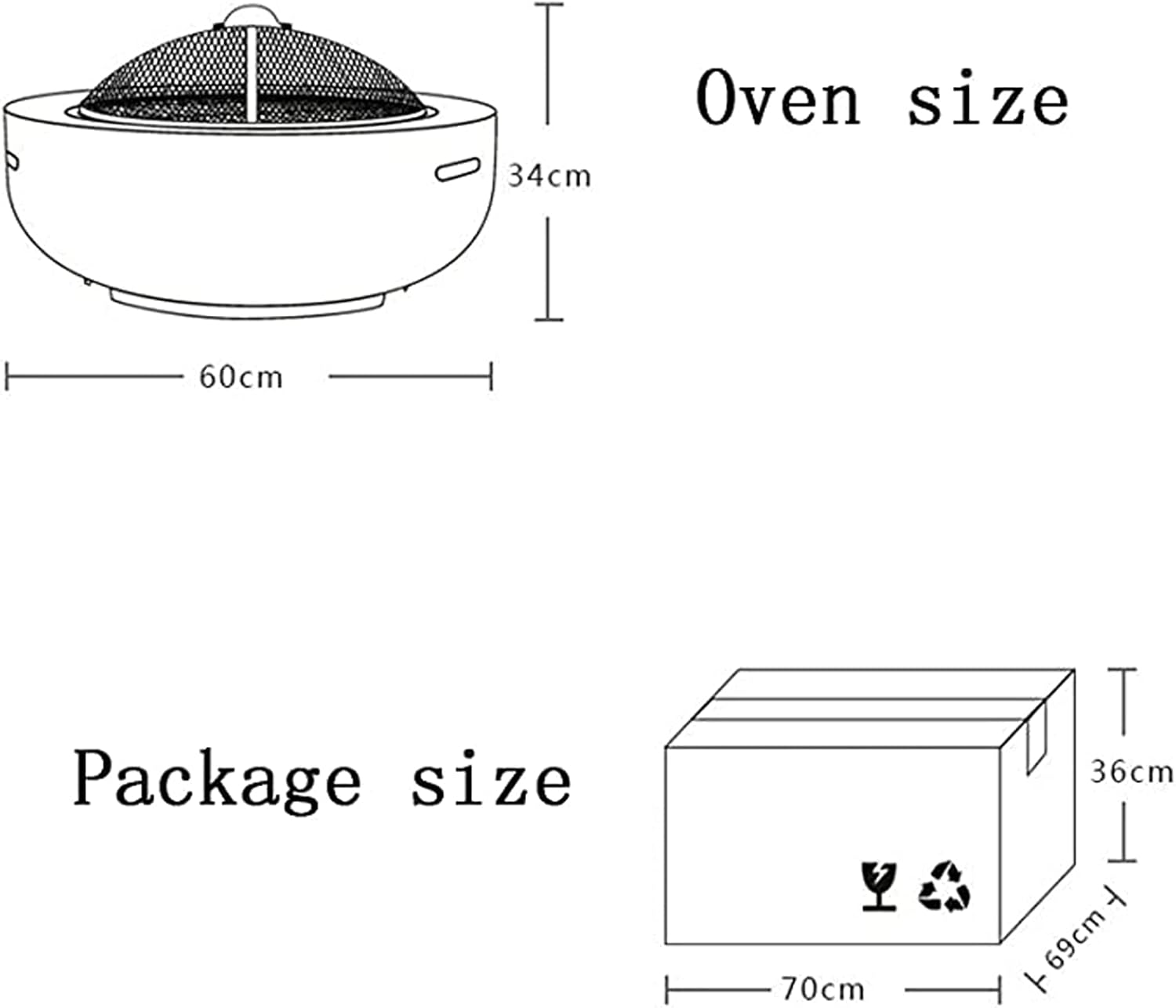 Outdoor Fire Pits Garden Heaters Fire Pits Backyard Patio Garden Fireplace BBQ Grill Bowl Concrete Round and Wood Burning for Bonfire Barbecue in The Wild,White