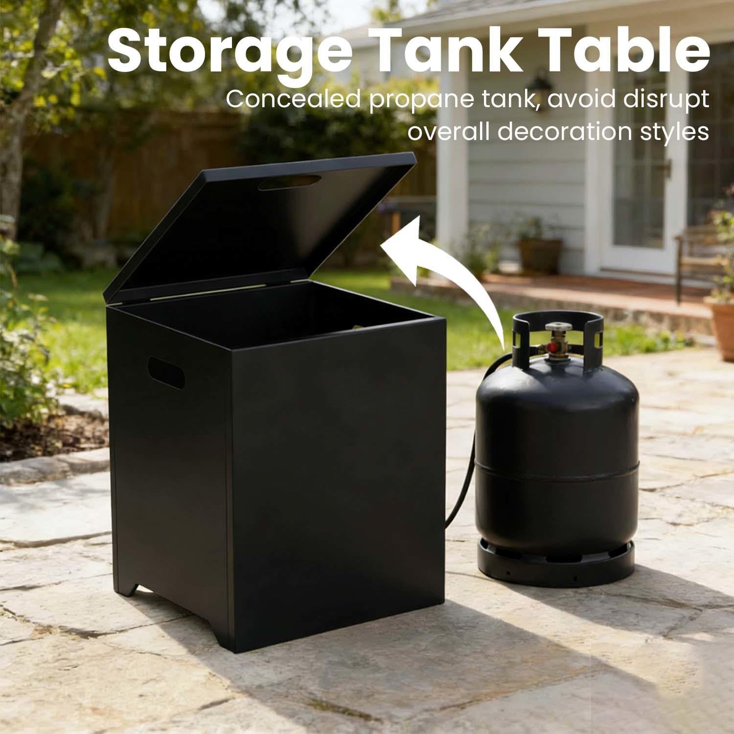 42 Inch Gas Fire Pit Table, 55,000 BTU Propane Fire Pits for Outside with Aluminum Lid and Waterproof Cover, 2 in 1 Firepit Table