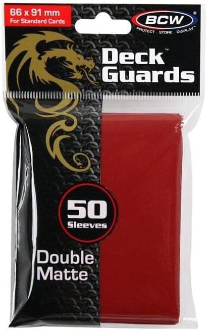 BCW Deck Guard - Double Matte Red Card Sleeves | Acid-Free, Archival-Safe, No PVC | Anti-Glare Matte Finish | Fits Standard 2½