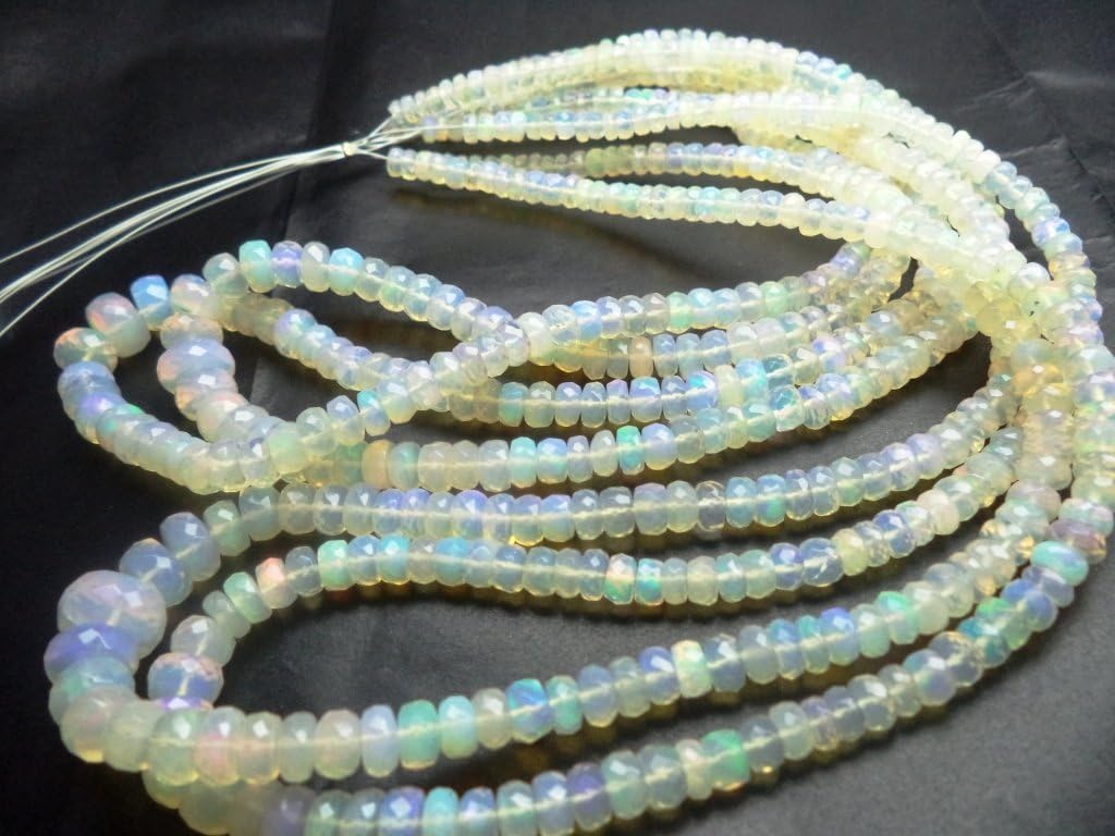 AAA Ethiopian Welo faceted Opal Rondelle loose gemstone Beads 4-6mm 18