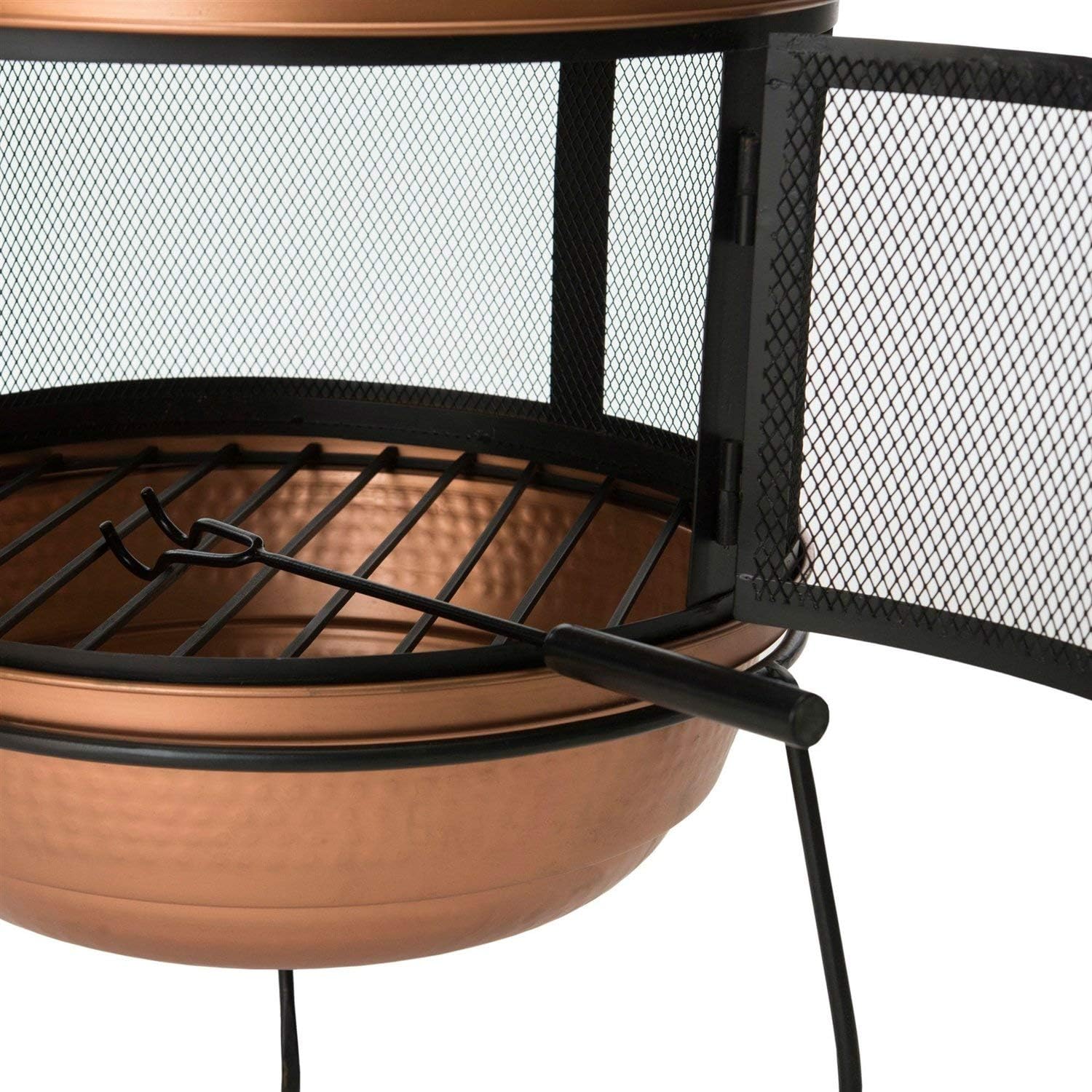 StarSun Depot Hammered Copper and Iron Chiminea Fire Pit with Stand