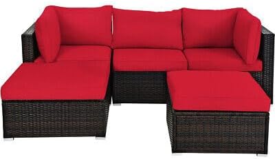 Compatible with 5PCS Patio Rattan Furniture Set Sectional Conversation Sofa Outdoor Garden Red Size : 29.5” X 29.5” X 25”