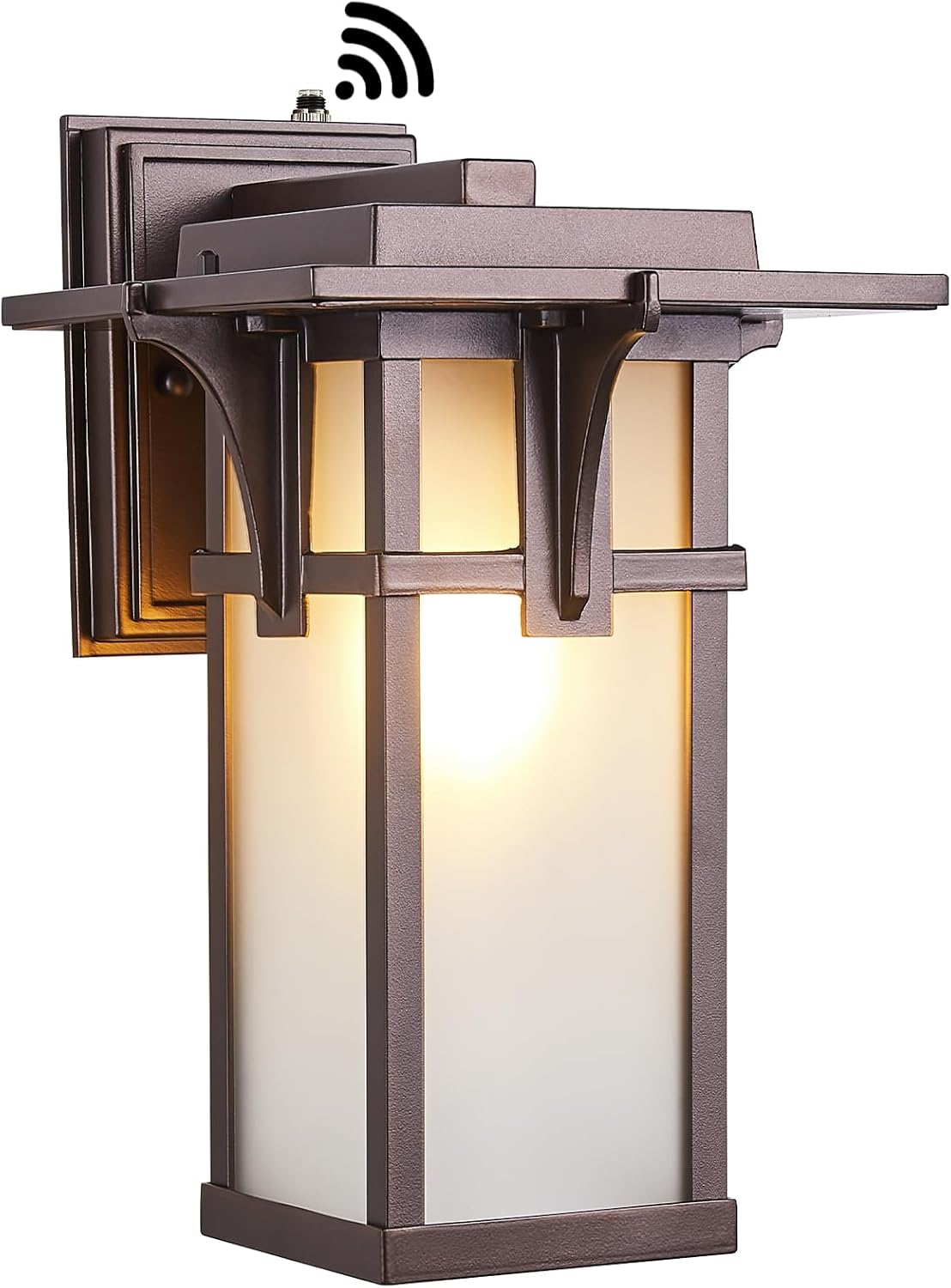 Oil Rubbed Bronze Porch Light Fixtures Wall Mount Dusk to Dawn Outdoor Sconce Waterproof Aluminum with Frosted Glass Exterior Lantern Modern House Lighting for Outside