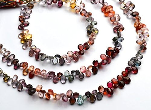 13 inch Natural Beads Strand of 4x6mm Faceted pear Multi Spinel Gemstone briolletes Beads for DIY Jewelry - Necklace, Bracelet, Earring, Ring.
