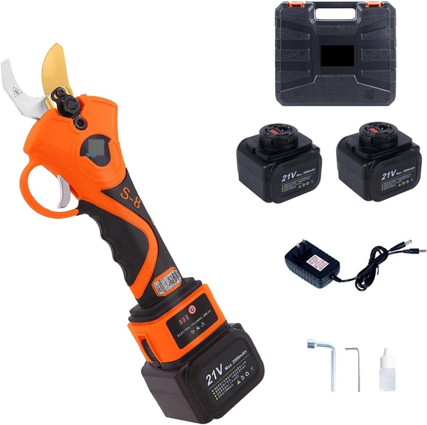 Electric Pruning Shears, 21V Cordless Pruner Lithium-ion Pruning Shear Efficient Scissors Bonsai Electric Tree Branches Garden Tools S-8 32mm Garden