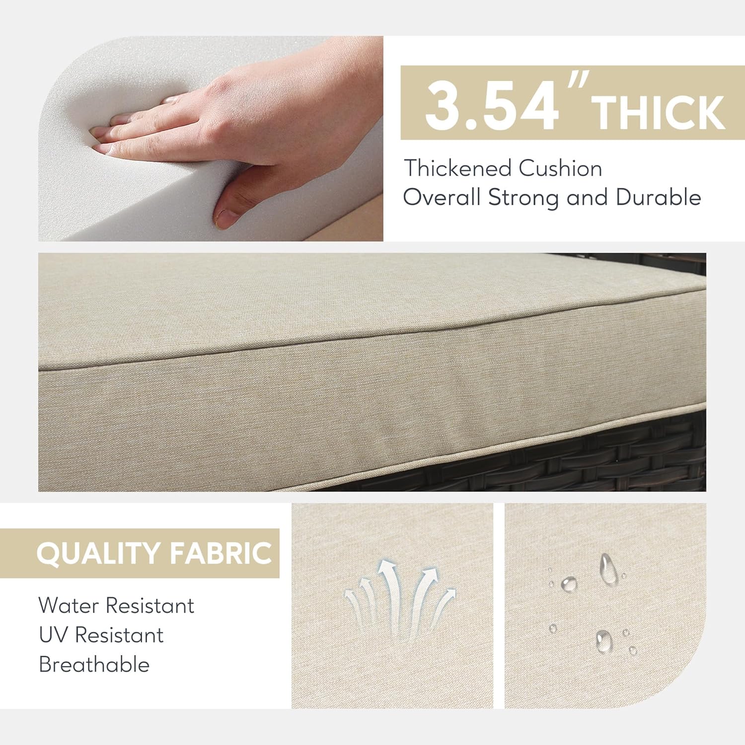 HOOOWOOO Patio Outdoor Furniture Set with Propane Fire Pit Table Swivel Chair,9 Piece Modern Wicker Couch Sofa, Outside Summer Conversation Seating Ottoman Set(Beige Tan)