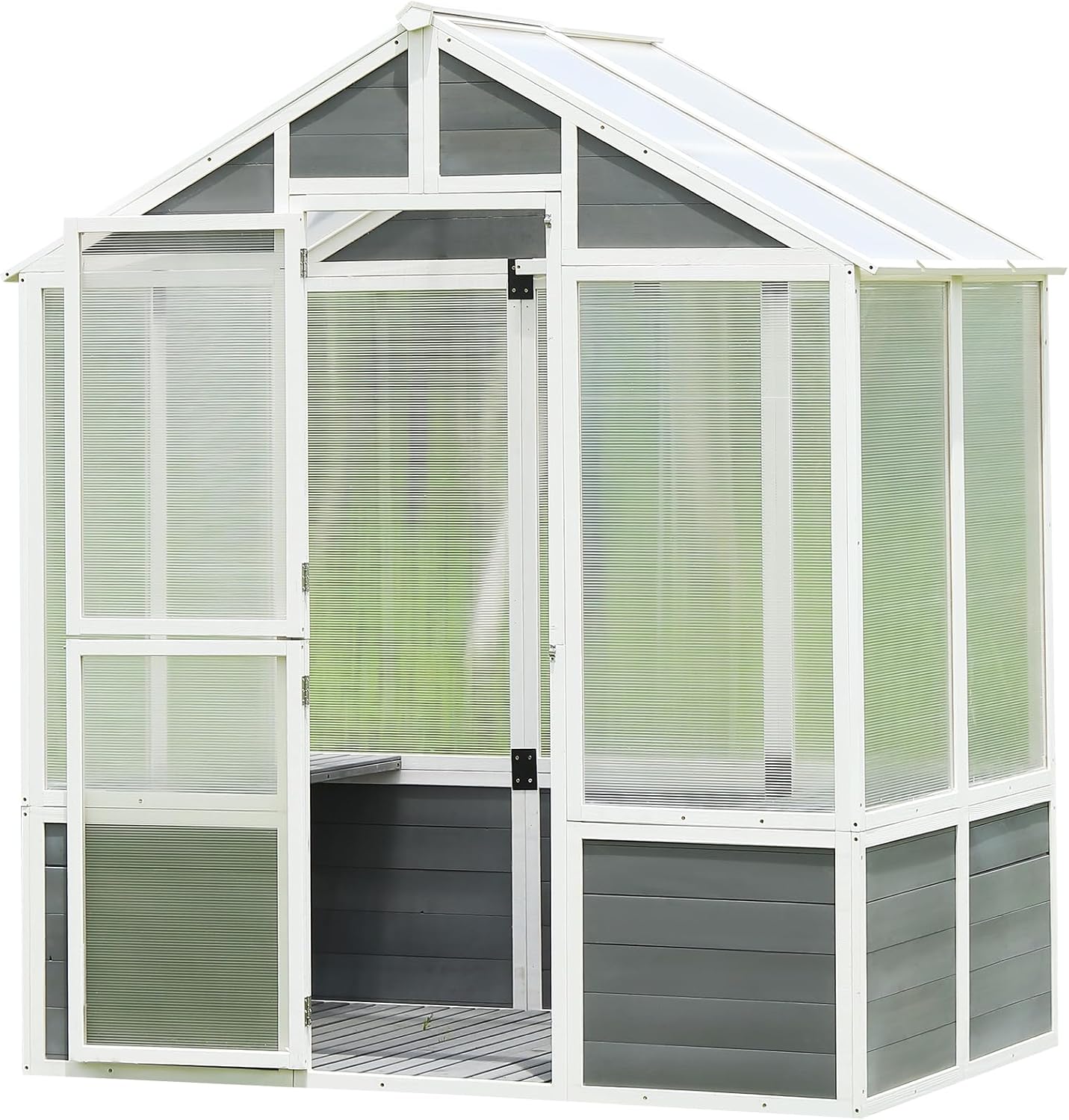 Greenhouse Garden Shed - Ideal Growing Environment, Sturdy Wooden Frame, Clear Polycarbonate Panels, Lockable Door, Suitable for All Kinds of Plant Enthusiasts and Professional Gardeners