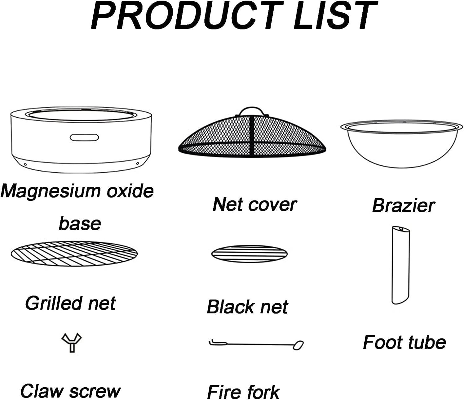Outdoor Fire Pit Terrace fire Pit Table, Courtyard Barbecue Stove, Log fire Grate with Sparkle Screen Cover and Poker