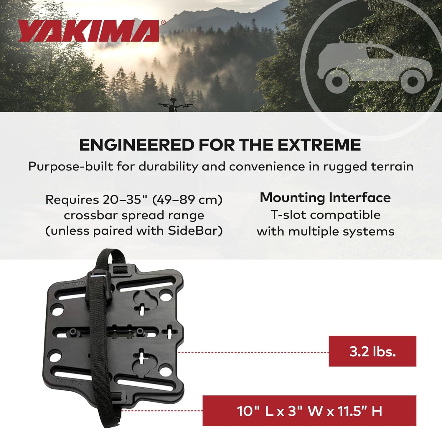 Yakima 35 Pound Load Capacity Heavy Duty Steel Recovery Track Mount Holds up to four MAXTRAX MKII, TRED Pro, or TRED 800/1100 Recovery Tracks, Black