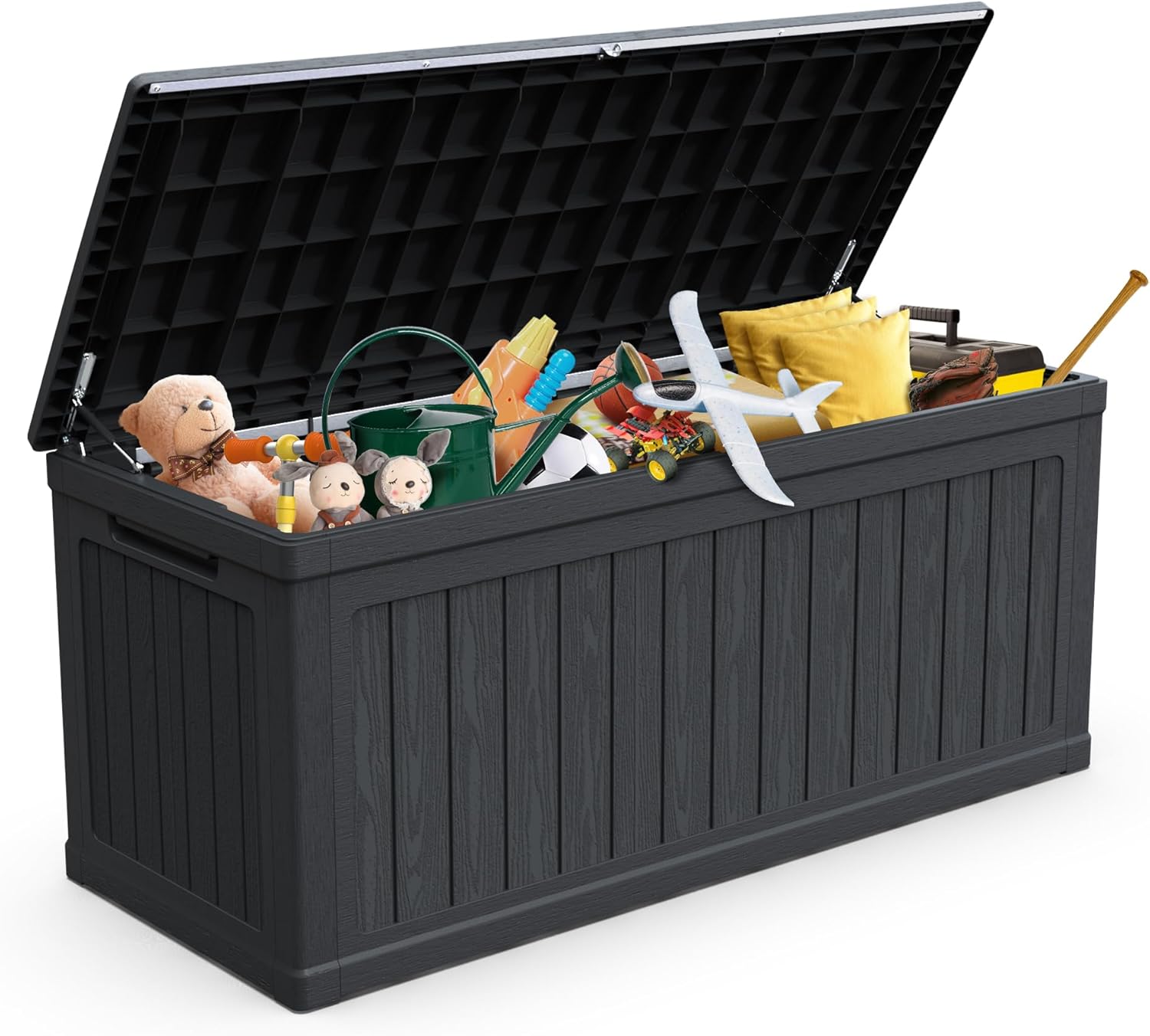 260-Gallon XXL Metal Outdoor Deck Box – Heavy-Duty Waterproof Storage Shed with Double-Wall Construction, 440lb Bench Capacity, All-Weather Durability for Patio, Garden & Pool Supplies