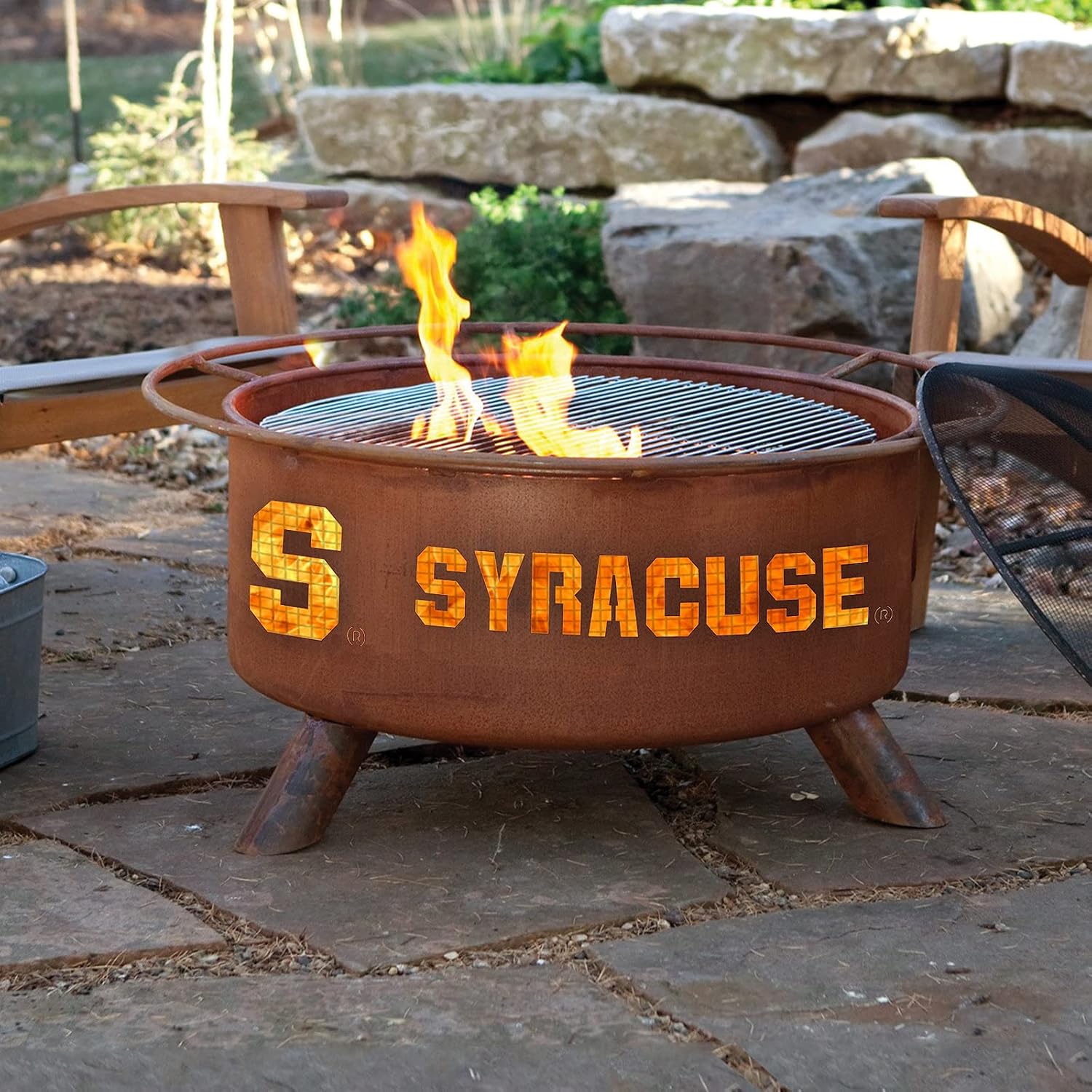 Patina Products F215 Syracuse Steel Outdoor Fire Pit - 24 x 24 x 11 inch - Natural Rust Patina Finish
