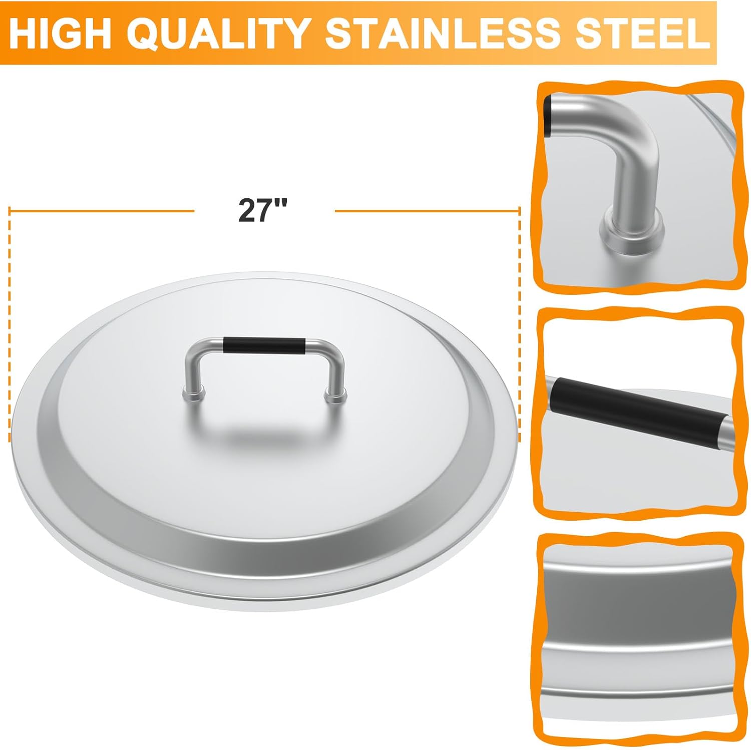 Fire Pit Lid for Solo Stove Yukon 2.0 & 1.0 Accessories, Stainless Steel Fire Pit Cover for Solo Stove Lid 27