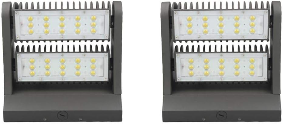 LEDMyplace 80W Rotatable LED Wall Pack Light Fixture with Adjustable Head, 5700K Cool White,10800 Lumens, Commercial Security Lighting, IP65 Waterproof, Outdoor Lights for Warehouse, Yard, Pack of 2