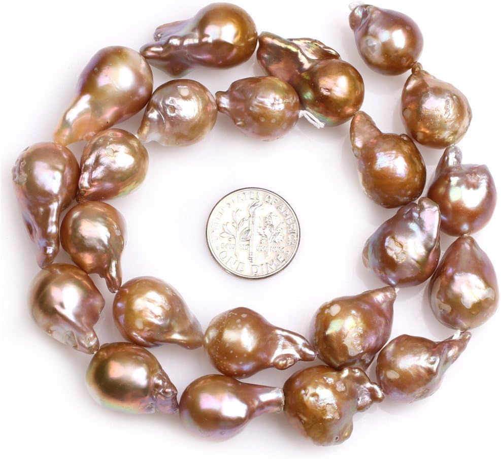 Natural Freshwater Cultured Pearls Beads for Jewelry Making DIY (14x22mm/Big Purple Nuclear Edison Pearls)