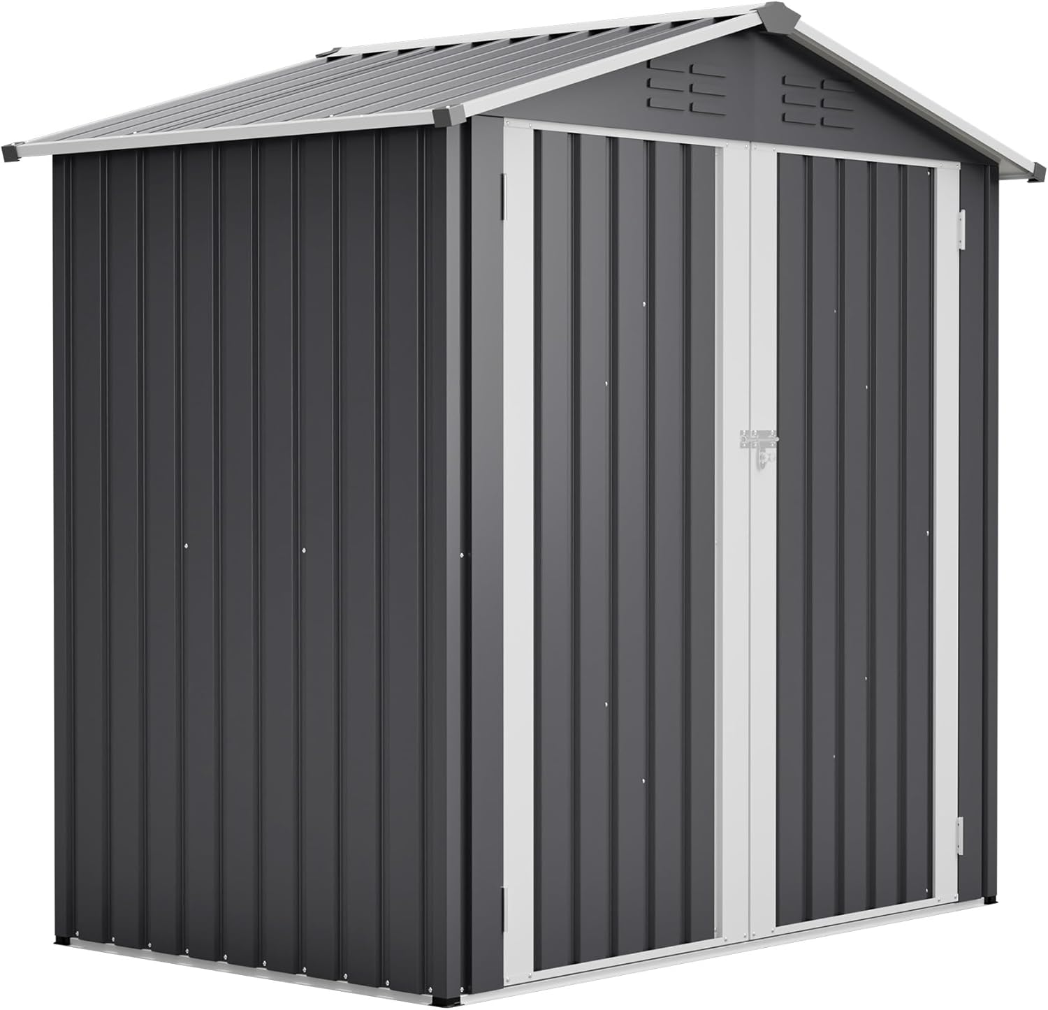 Metal Outdoor Storage Shed 6 x 4 FT – Waterproof Garden Tool Shed with Lockable Door, Heavy-Duty Steel Construction for Backyard, Patio, Lawn – Gray