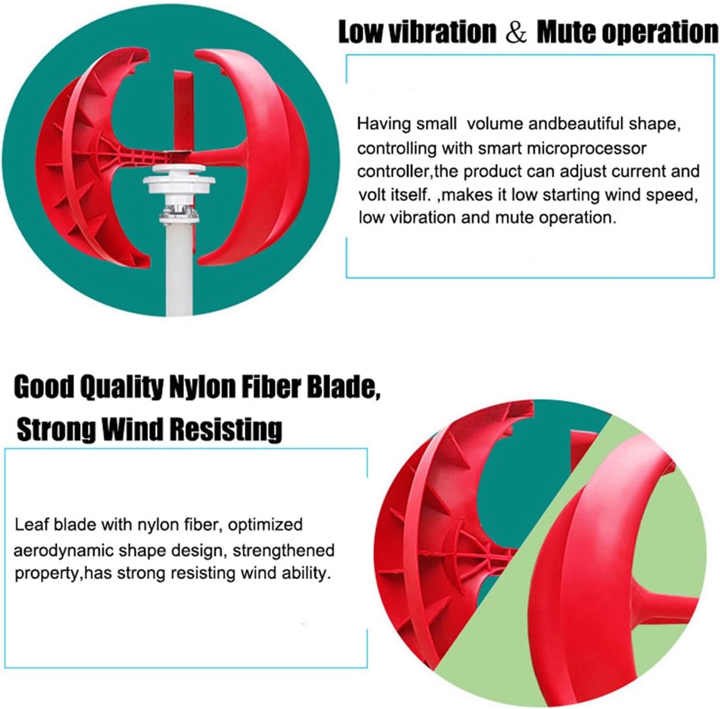 800W 5 Blade Vertical Axis Wind Turbine Kit 12V/24V Lantern Wind Turbine Generator + 2000W Inverter Free Energy Windmill Home Permanent Magnet Generator(12V)