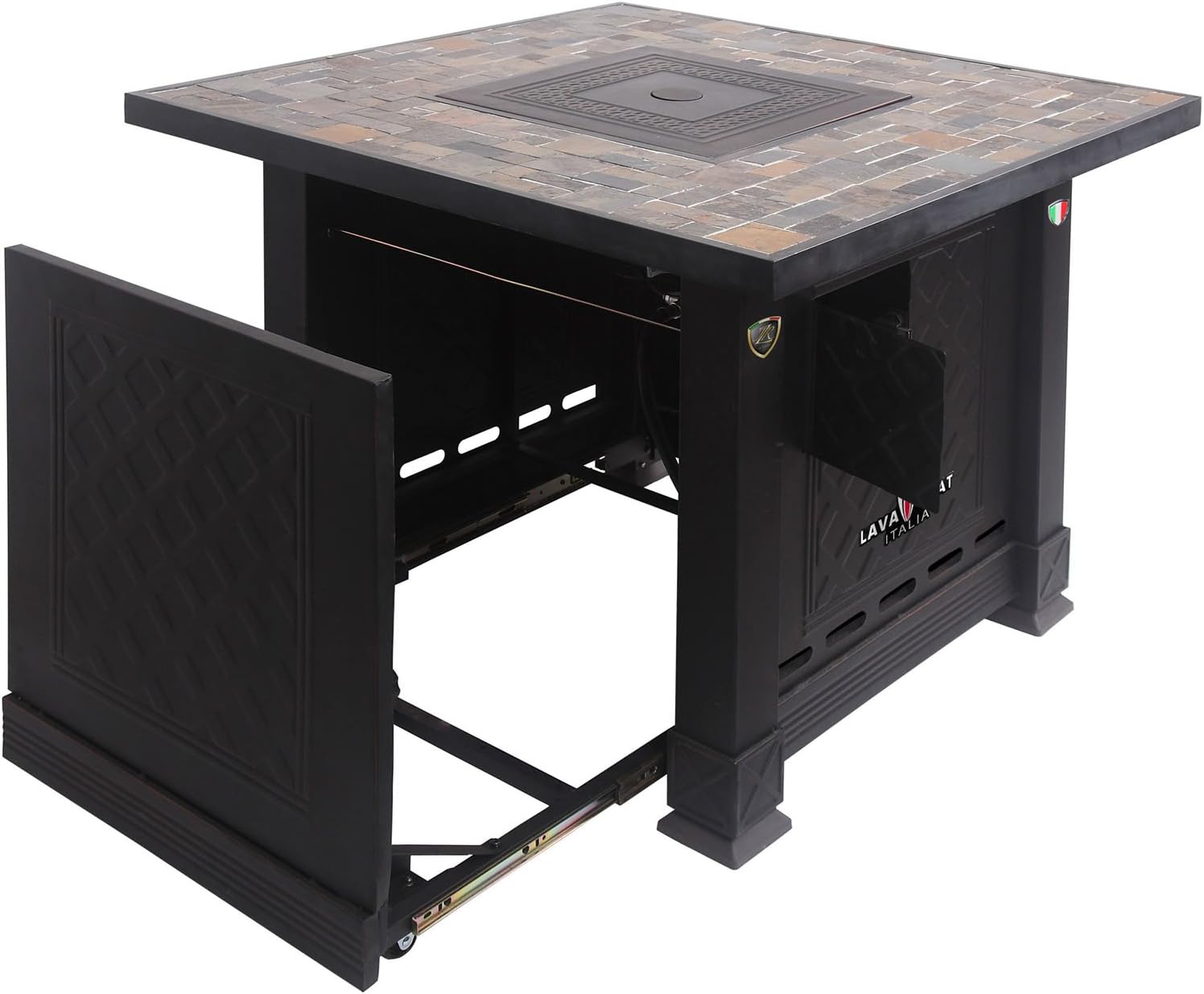 Lava Heat Italia Volterra Liquid Propane Fire Pit Table, Antique Bronze and Natural Slate