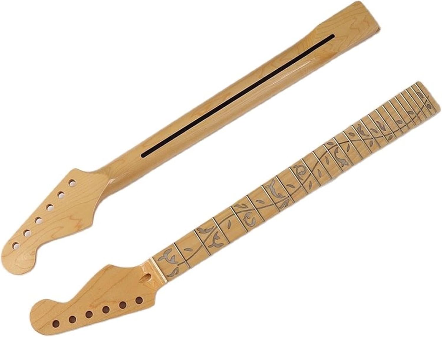 ZUZU Electric Guitar Neck Tree Pattern Inlay Fretboard 24F Guitar Bow Canadian Maple Wood Neck Unfinished Guitar Neck